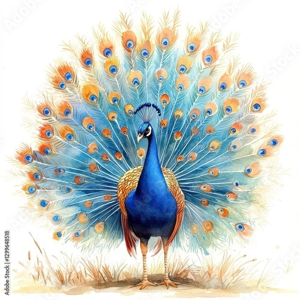 Obraz Majestic Peacock Displaying Colorful Tail Feathers