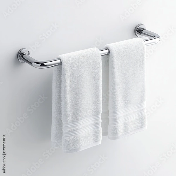 Obraz Modern Chrome Towel Rack With White Towels