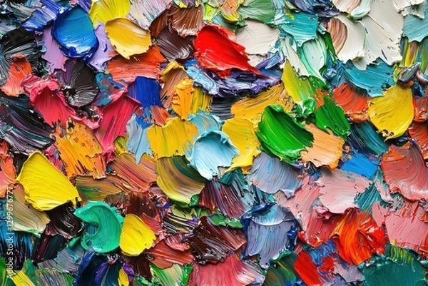 Obraz Vibrant palette knife strokes create a rich texture with colorful abstract art background for creative work