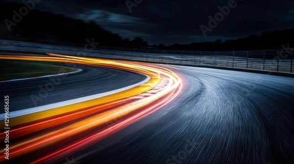 Fototapeta Colorful Streaks of Light on a Racing Track at Night