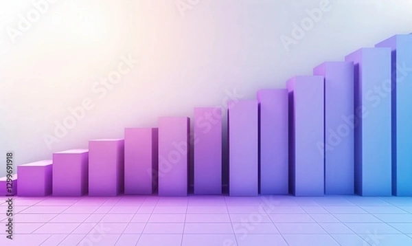 Obraz Purple Steps on Tiled Floor Growth Path. Concept for business progress, career climb