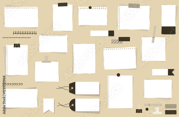 Obraz 手描き風ラフなメモフレームベクターイラストセット かわいい シンプル 