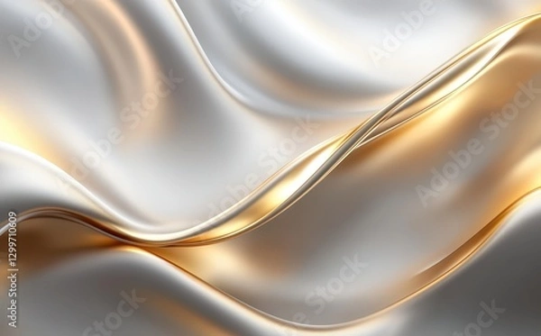 Fototapeta Elegant Blend of Silver and Gold Fabric Waves Evoking Luxury, Sophistication, and Fluidity in Textured Textile Background