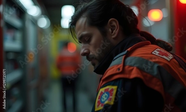 Obraz Paramedic Experiencing Emotional Burnout After a Series of Distressing Calls