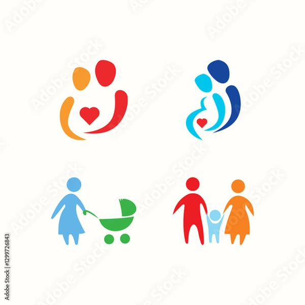 Fototapeta logo design vector abstract template illustration modern simple symbol logo icon family