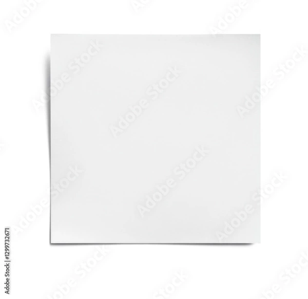 Obraz High-Quality PNG blank white square paper sheet with shadow on white background