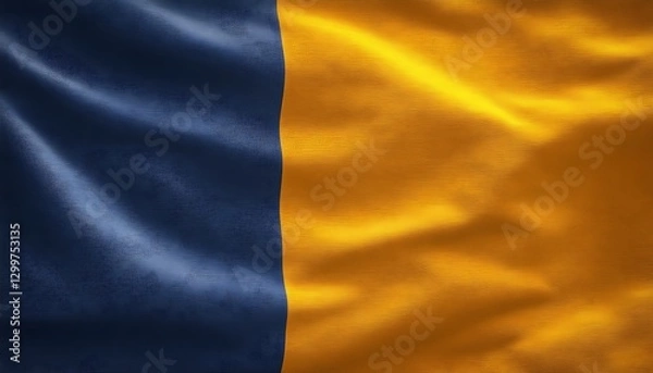 Fototapeta Flag Waving Blue, Gold, Soft Texture