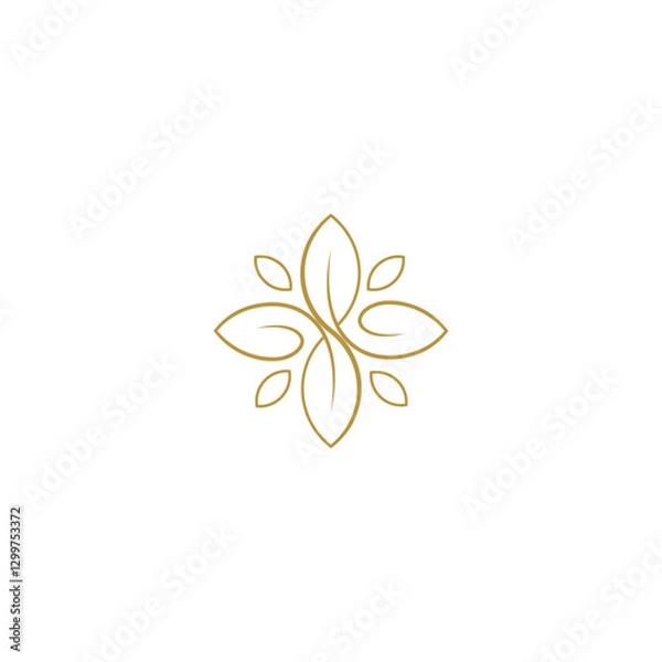 Fototapeta letter S logo with flower shape with luxury gold color line art design style