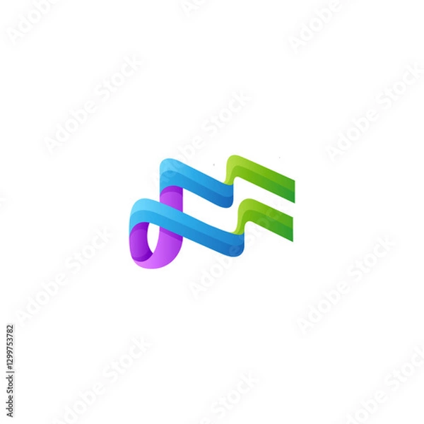 Fototapeta letter M in colorful modern 3d design style