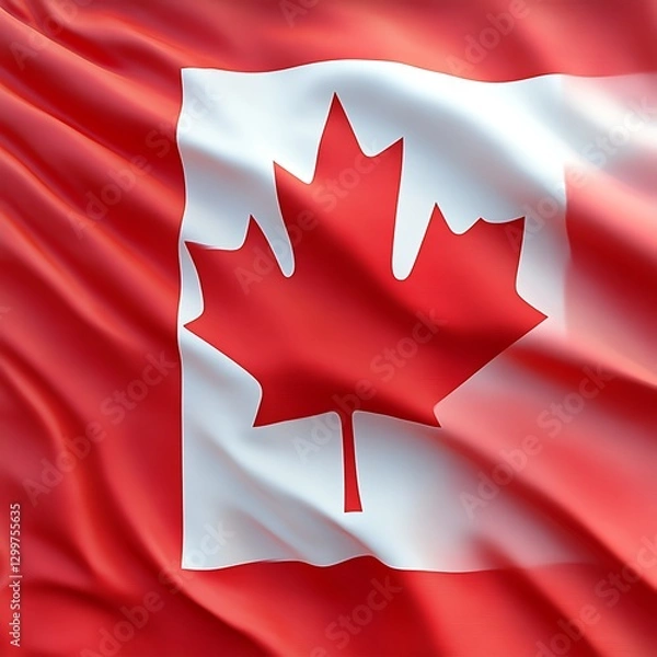 Fototapeta Canadian flag waving. Red and white backdrop