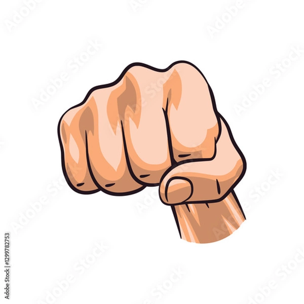 Fototapeta Clenched Fist Punching Pose Illustration