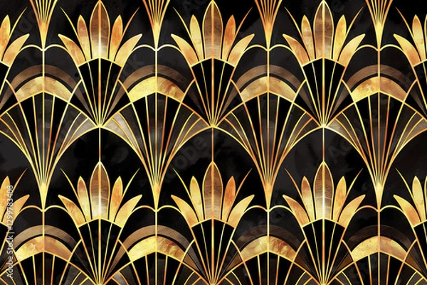 Obraz gold  retro art deco patterns in black