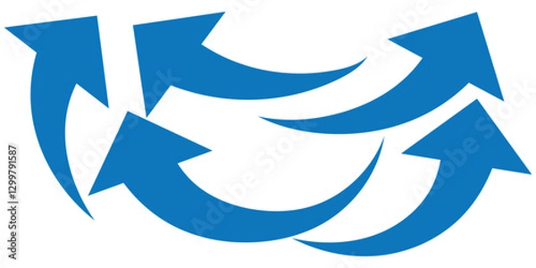 Obraz Set long blue curve arrow icon vector . blue curve arrow icon set. long arrow icon set. curve arrow vector illustration.