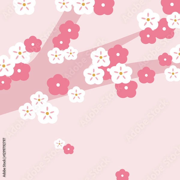 Obraz 귀여운 벚꽃 , 봄 , 일러스트