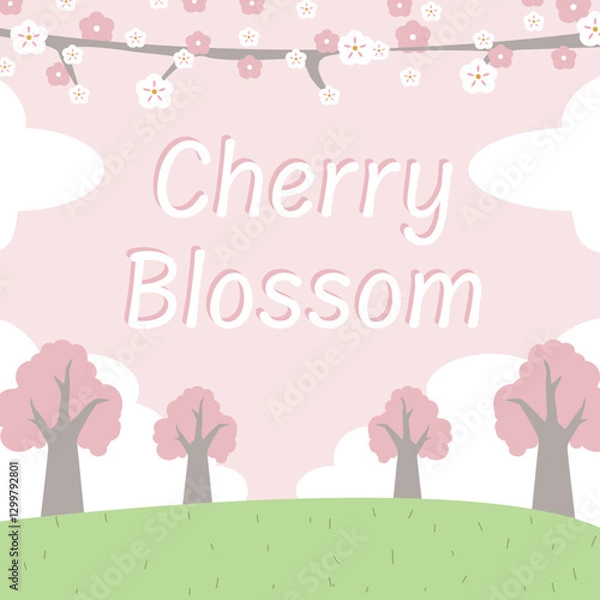 Obraz 귀여운 벚꽃 , 봄 , 일러스트