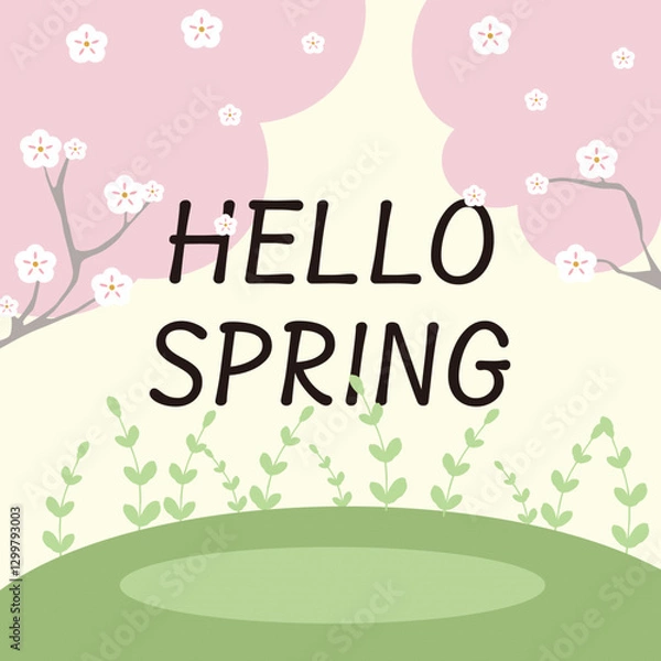 Obraz 귀여운 벚꽃 , 봄 , 일러스트