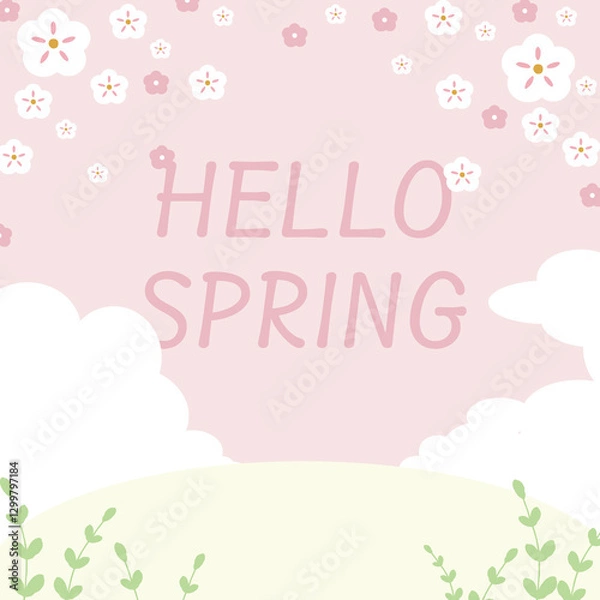 Obraz 귀여운 벚꽃,봄,식물 일러스트