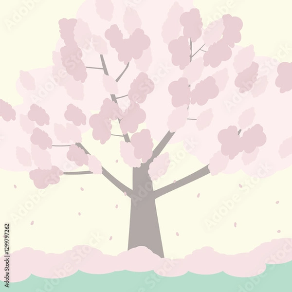 Obraz 귀여운 벚꽃,봄,식물 일러스트