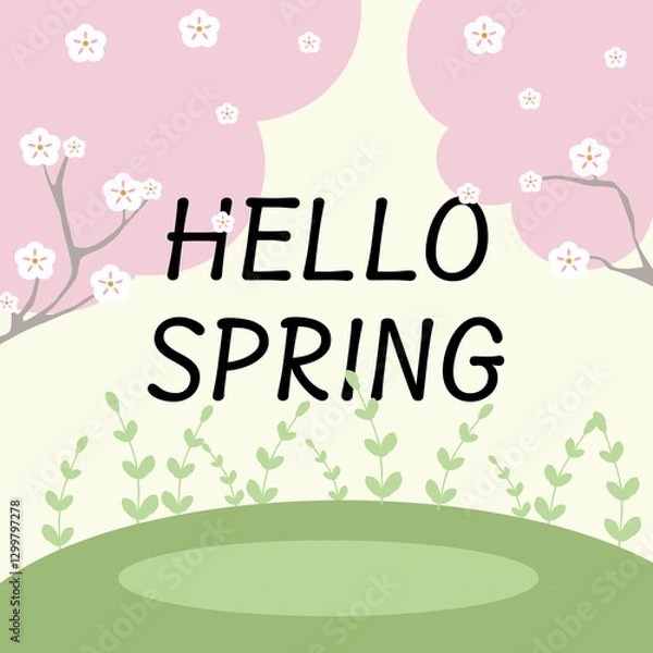 Obraz 귀여운 벚꽃,봄,식물 일러스트