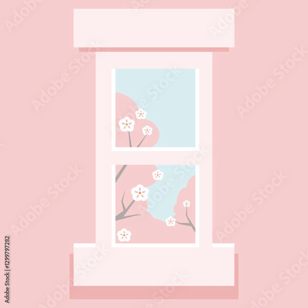 Fototapeta 귀여운 벚꽃,봄,식물 일러스트