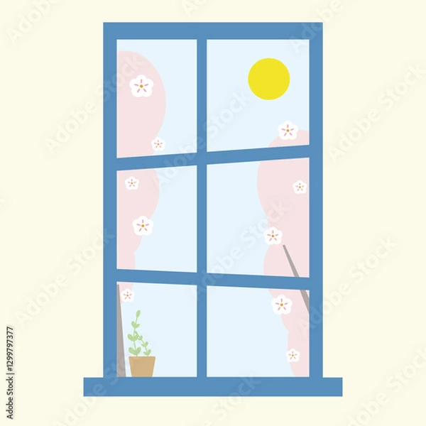 Obraz 귀여운 벚꽃,봄,식물 일러스트