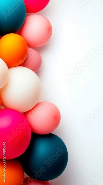 Fototapeta Colorful Balloons Arranged Against White Background