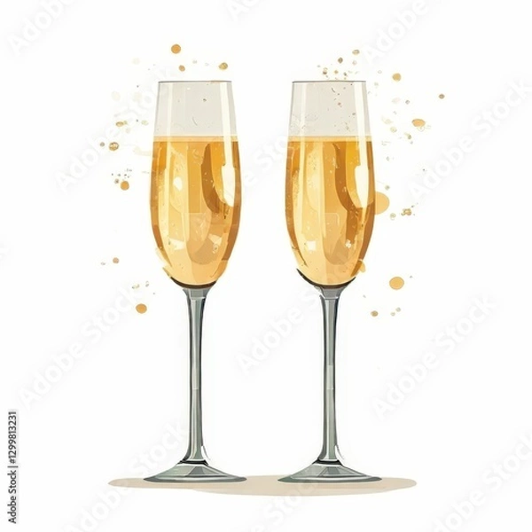 Fototapeta an AI Image Generator, a Glass of Champagne Against a White Background