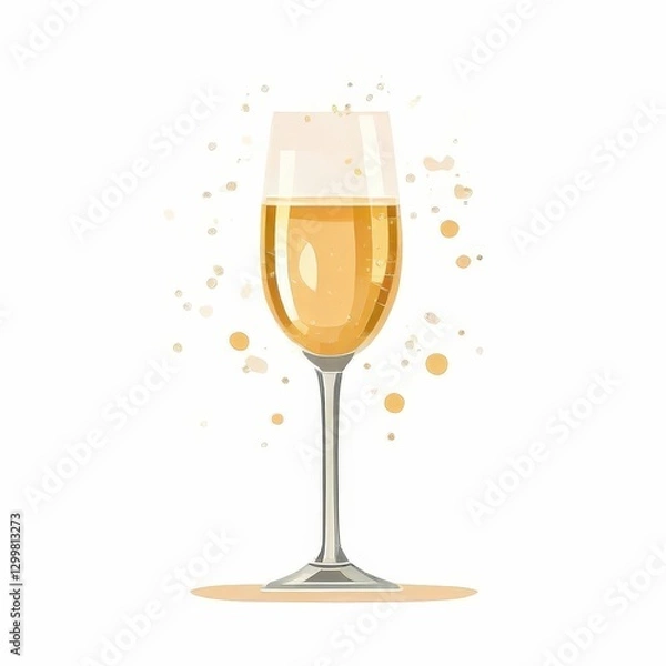 Fototapeta an AI Image Generator, a Glass of Champagne Against a White Background