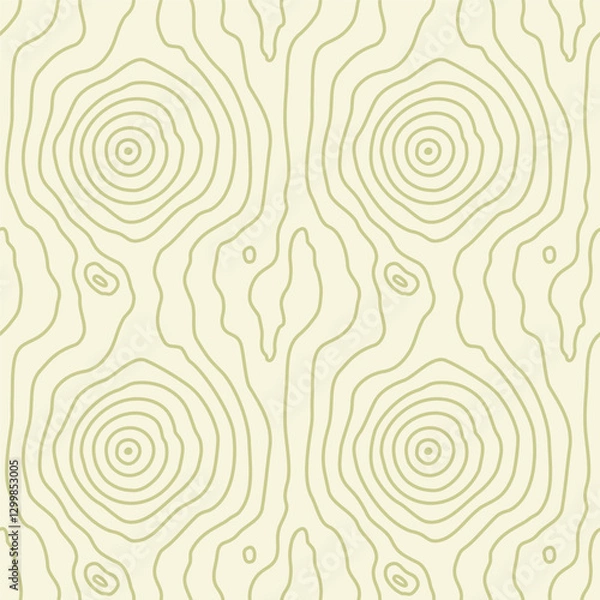 Fototapeta Seamless wooden pattern. Wood grain ring texture. Dense 
light beige wavy lines fiber. Abstract tree background. Vector illustration