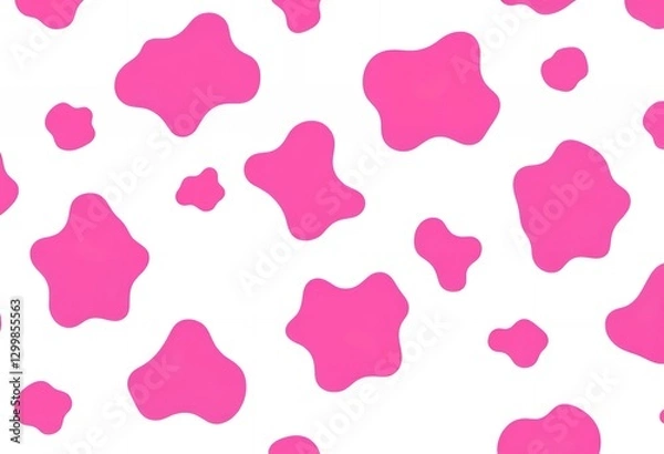 Obraz Pink Cow Spots Seamless Pattern on White Background for Textile Design