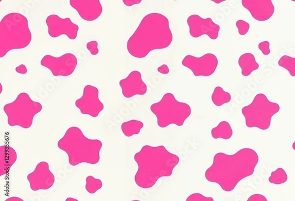 Obraz Pink Cow Print Pattern Background with White for Girly Designs