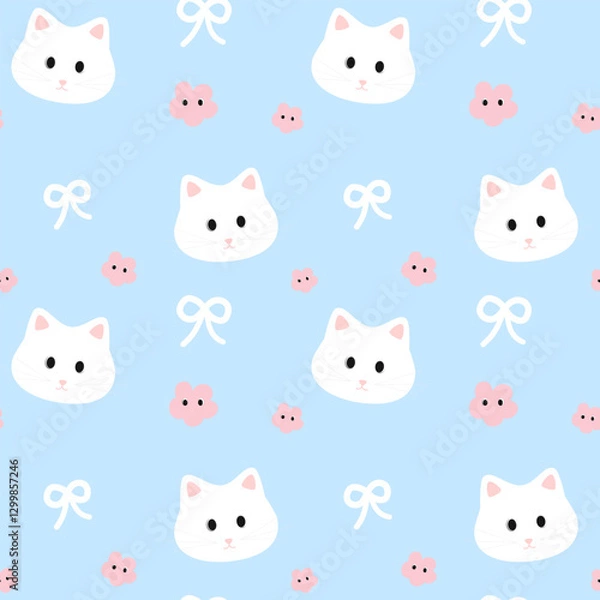 Fototapeta seamless pattern with cats and birds