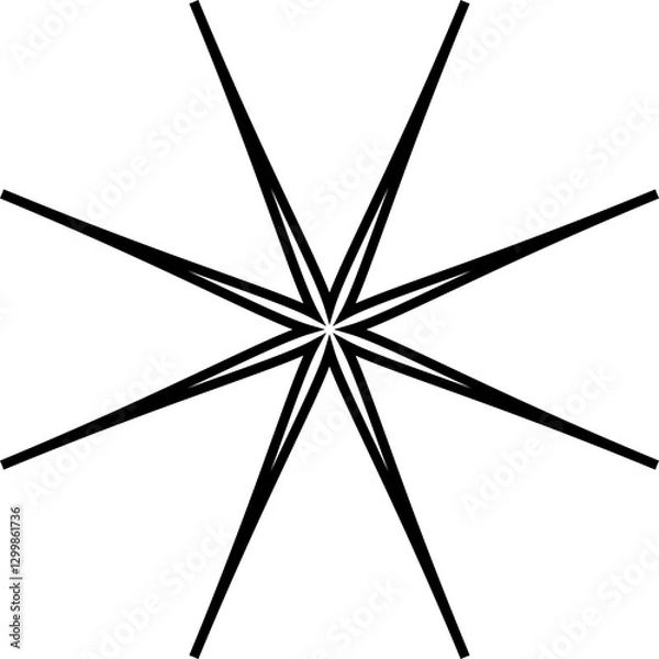 Fototapeta Futuristic sparkle star icon. Abstract cool shine effect sign black outline vector. Flash symbol. Template for posters, projects, banners, logo and business cards isolated on transparent background.