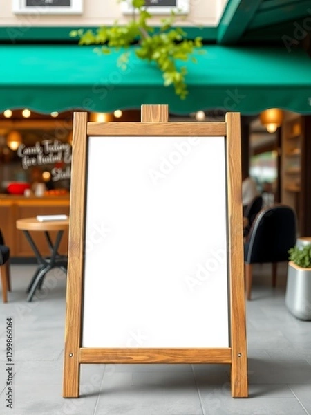 Obraz Wooden sign displayed inside a restaurant creating a rustic atmosphere for diners and guests