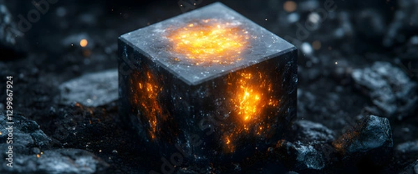 Obraz Glowing Abstract Cube On Dark Ground