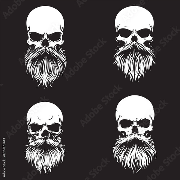 Fototapeta Dark Gothic Skull Collection – Edgy Grunge Horror Vector Set. Perfect for punk rock T-shirts, streetwear designs, and alternative branding.