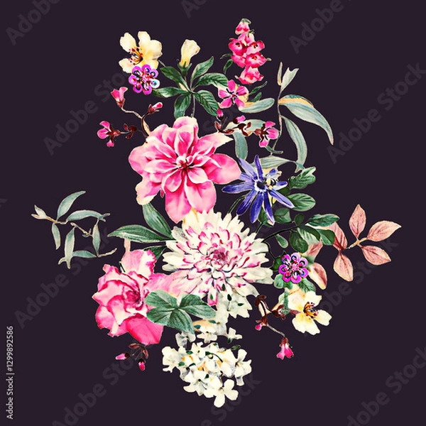 Obraz flowers on black background