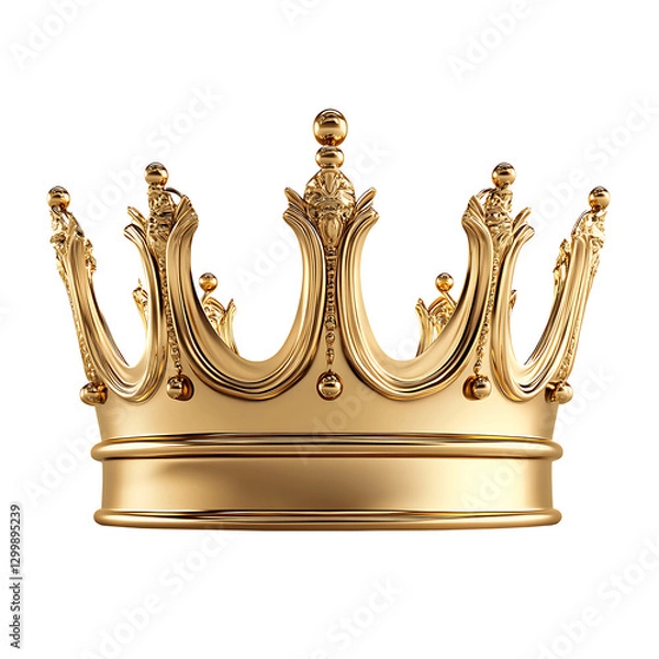 Obraz Golden crown on white and transparent background.