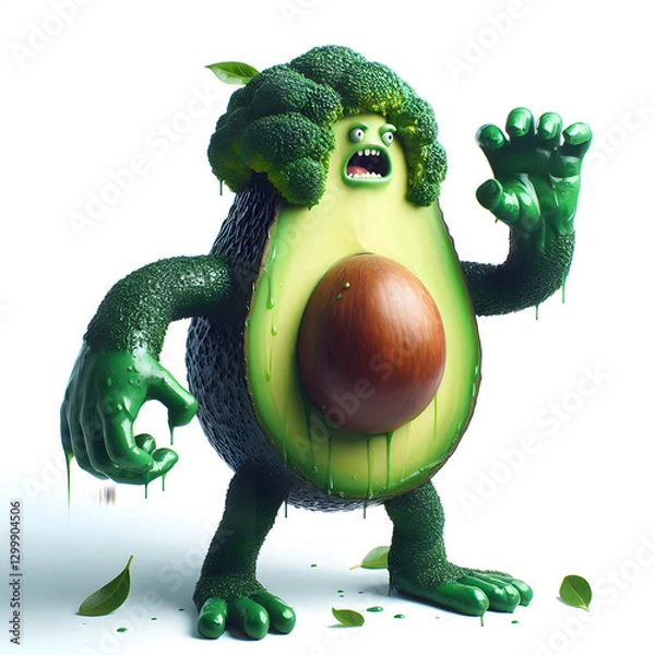 Obraz Avocado monster in white background