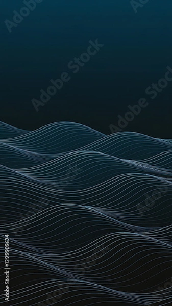 Obraz Abstract Waveforms: Dynamic Blue Curves and Flowing Lines in Minimalist Vector Background Design