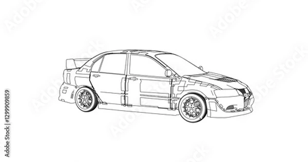 Fototapeta car hand drawing and sketch black and white.	