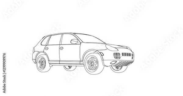 Fototapeta car hand drawing and sketch black and white.	