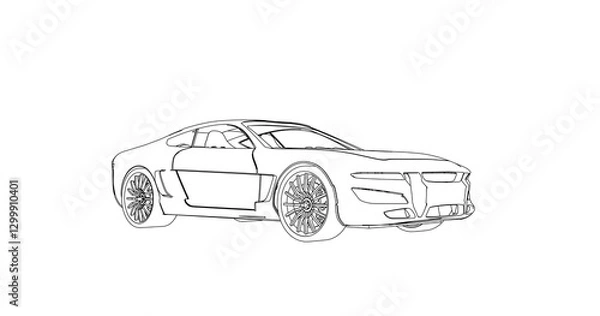 Fototapeta car hand drawing and sketch black and white.	