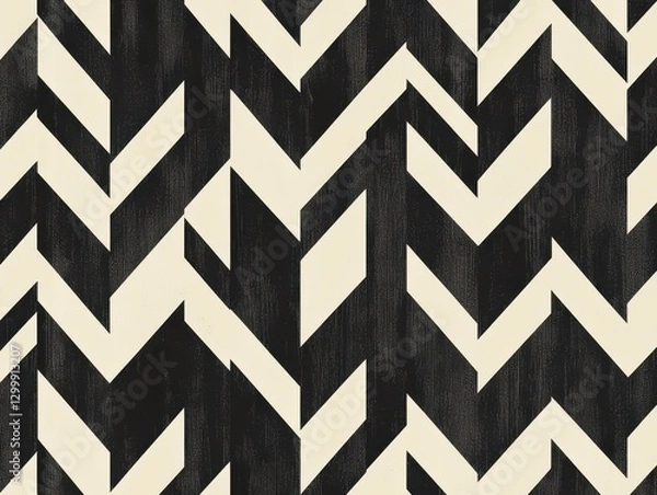 Fototapeta Bold chevron pattern design artistic background digital art monochrome abstract modern aesthetic