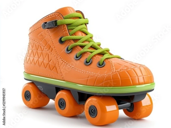 Obraz Orange Roller Skates With Lime Green Accents On White Background