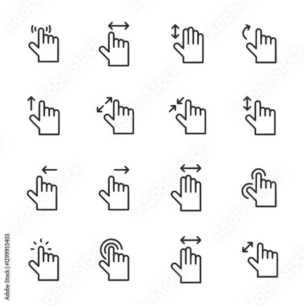 Fototapeta A set of icons for a touch screen device