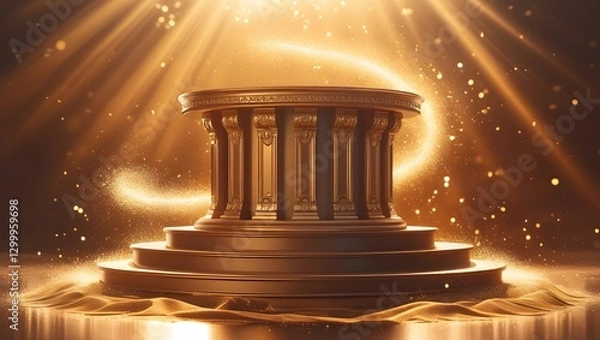 Obraz Glowing golden temple with majestic architecture.