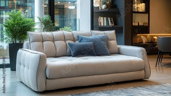 Obraz A versatile convertible sofa bed, ideal for a compact apartment.