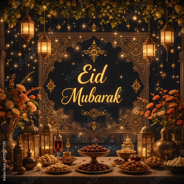 Obraz Eid Mubarak: Festive Lights & Wishes