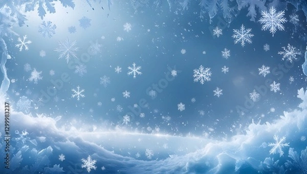 Obraz Snowfall and ice forming a scenic winter backdrop.